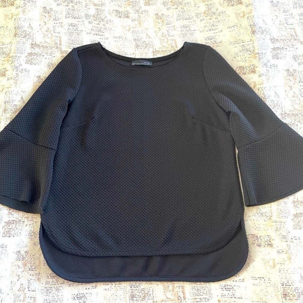 Zara Black Textured Blouse